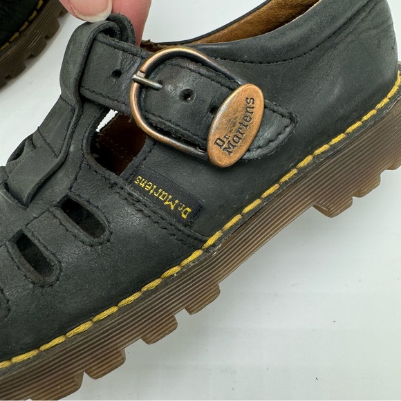 Doc Martens Mary Jane Fisherman Vintage Black Leather Size 11 Made In England - Picture 3 of 13